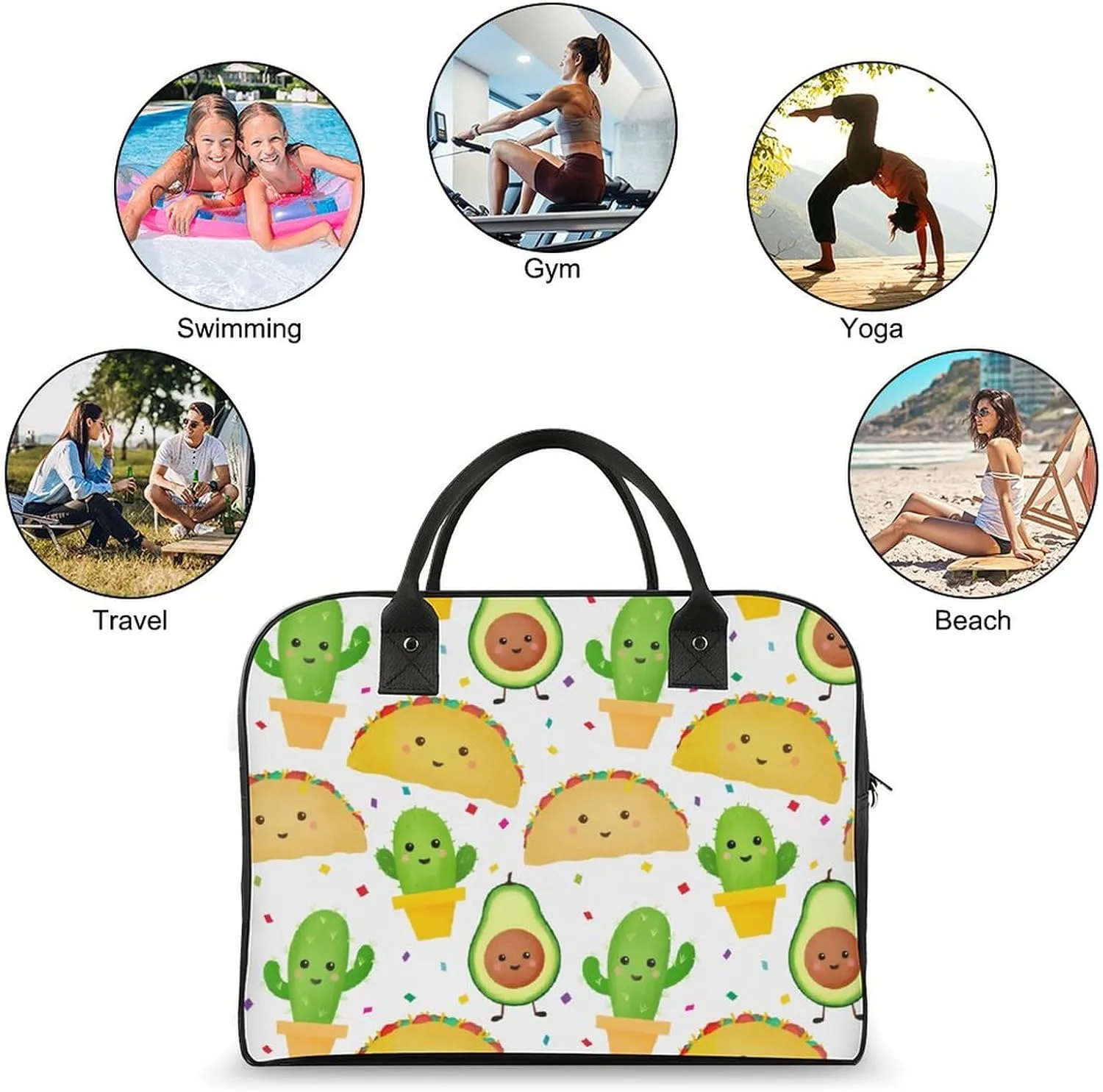 Daisy Flower Blue Travel Handbag with A Large Capacity Design That Can Be Reused