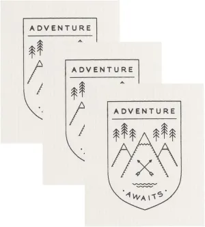 Danica Studio Compostable Swedish, Adventure Awaits-6.5 x 8 in | Set of 2 Dishcloth, 3