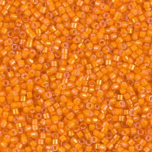 DB 1777, White Lined Orange AB - Miyuki Delica Beads - Size 11 - 5 grams - Japanese Cylinder Seed Beads - Retail & Wholesale