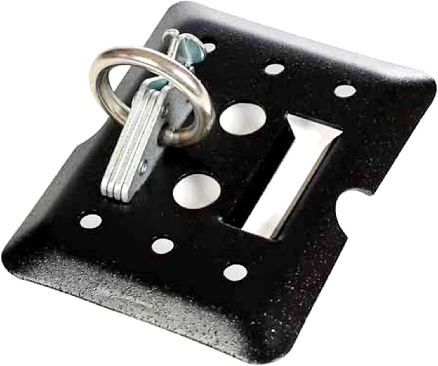 DC Cargo Mall 4-Pack Mini Indoor E Track Tie-Down Plate, 6" x 5", Black Steel, Floor Mount, Double Slot, Powder Coated, Compatible with E, A, F, L Tracks