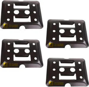DC Cargo Mall 4-Pack Mini Indoor E Track Tie-Down Plate, 6" x 5", Black Steel, Floor Mount, Double Slot, Powder Coated, Compatible with E, A, F, L Tracks