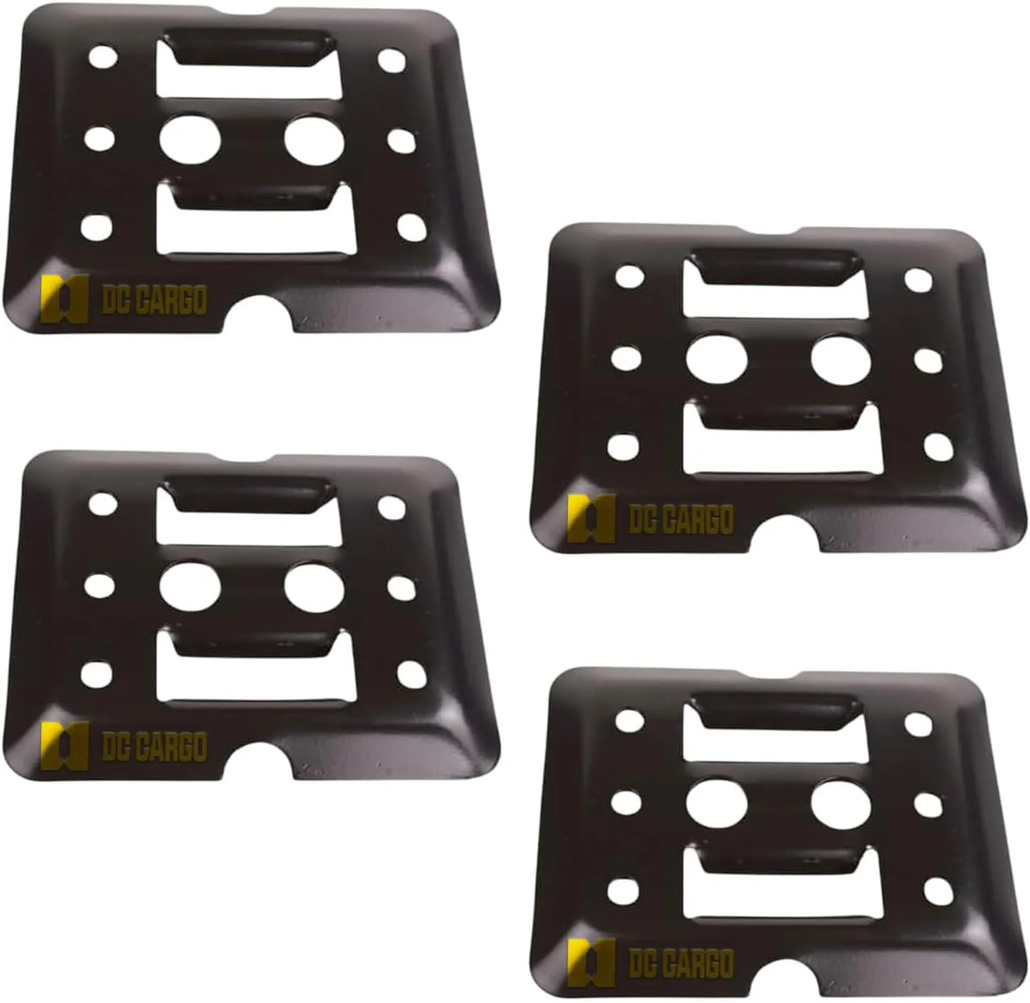 DC Cargo Mall 4-Pack Mini Indoor E Track Tie-Down Plate, 6" x 5", Black Steel, Floor Mount, Double Slot, Powder Coated, Compatible with E, A, F, L Tracks