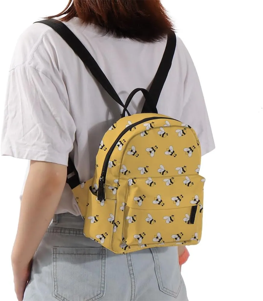 Deanfun Mini Backpack for Women - Cute Bee Print Small Backpack Purse with Ample Storage and Double Zippers Waterproof Shoulder Straps 3D Graphic MNSB-312