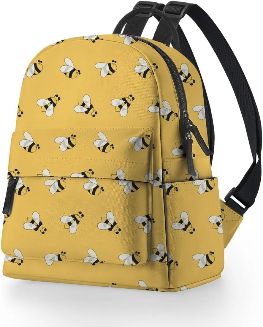 Deanfun Mini Backpack for Women - Cute Bee Print Small Backpack Purse with Ample Storage and Double Zippers Waterproof Shoulder Straps 3D Graphic MNSB-312