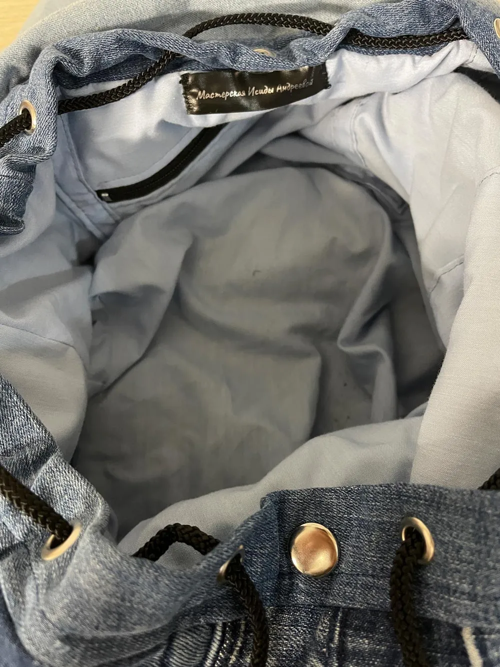 denim skull patchwork backpack