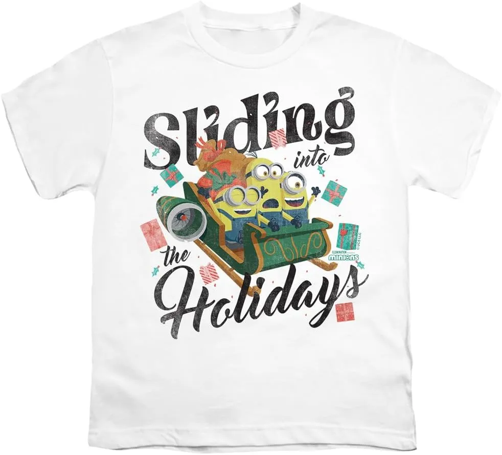 Despicable Me Sliding Into The Holidays Christmas Kids T Shirt for Youth Toddler Boys and Girls
