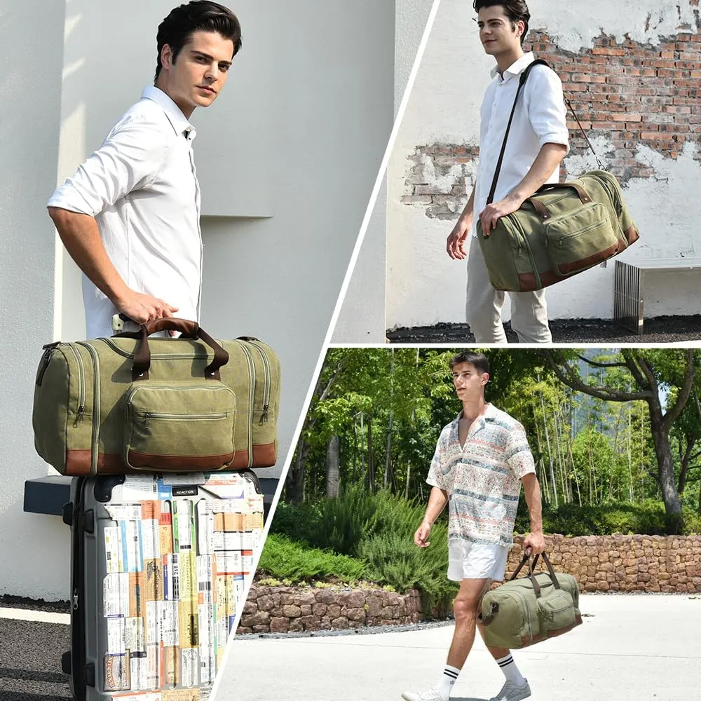 Dimayar Duffle Bag for Men, Expandable to 50L Large-Capacity Weekender, Water-Resistant Mens Duffle Bags for Traveling, Durable Overnight Carry-On, Versatile for Gym and Travel