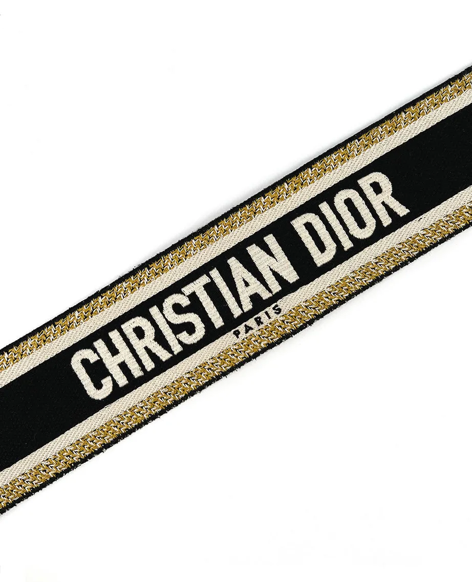 Dior Shoulder Strap Black Beige Embroidery