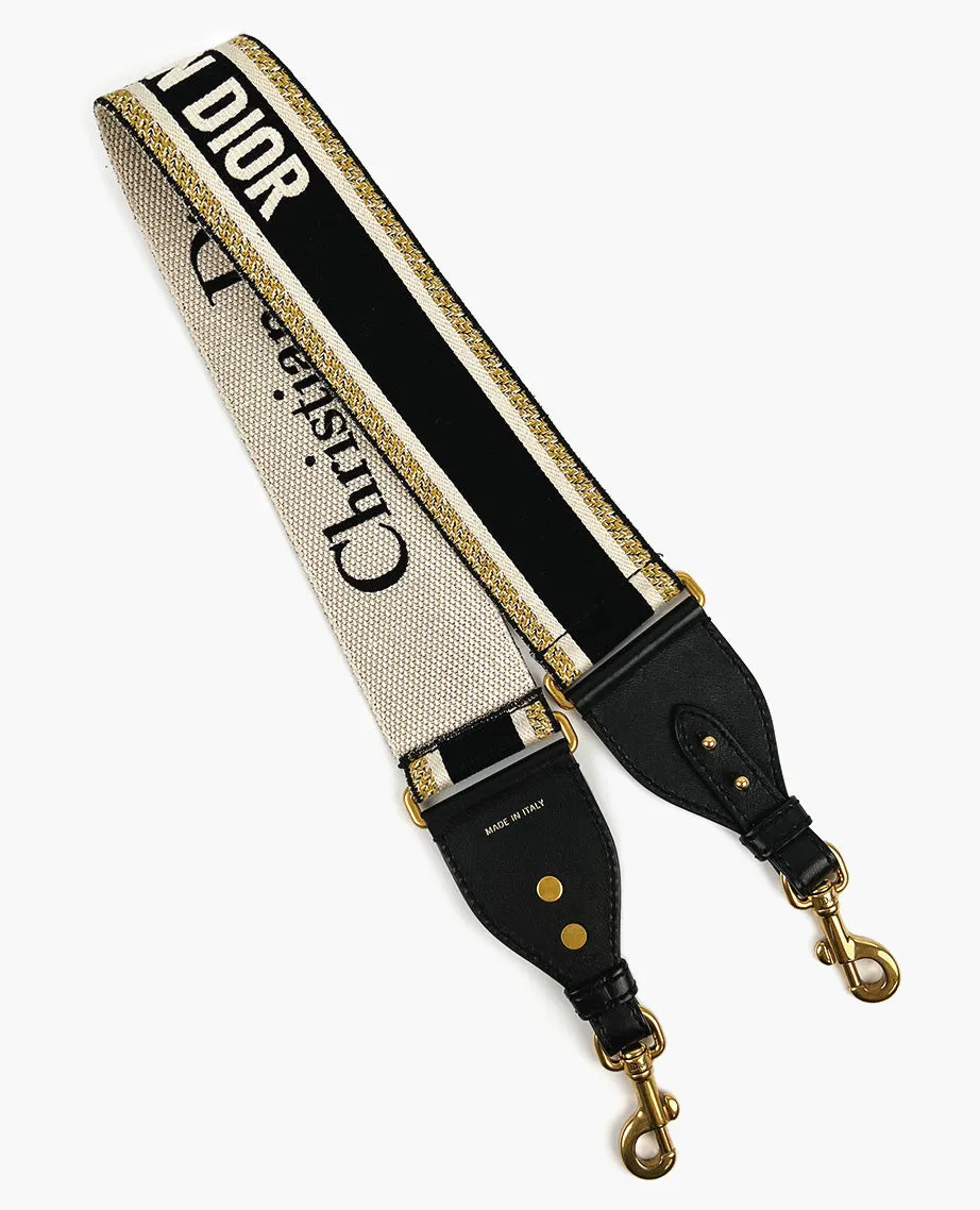 Dior Shoulder Strap Black Beige Embroidery