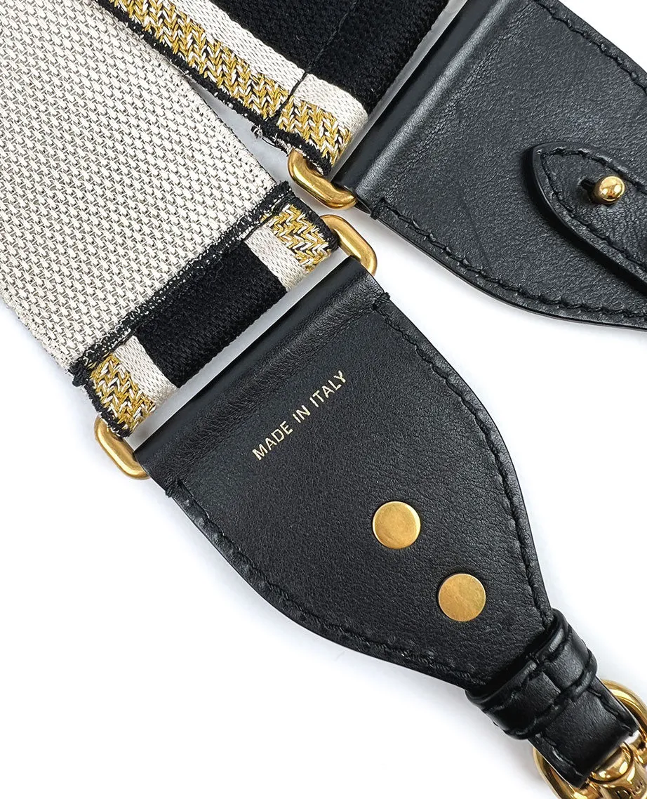 Dior Shoulder Strap Black Beige Embroidery