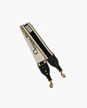 Dior Shoulder Strap Black Beige Embroidery