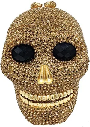 DJBM Halloween 3D Skull Clutch Purse Evening Bag Rhinestone Bag Crystal Metal Clutch for Women Evening Cocktail Party
