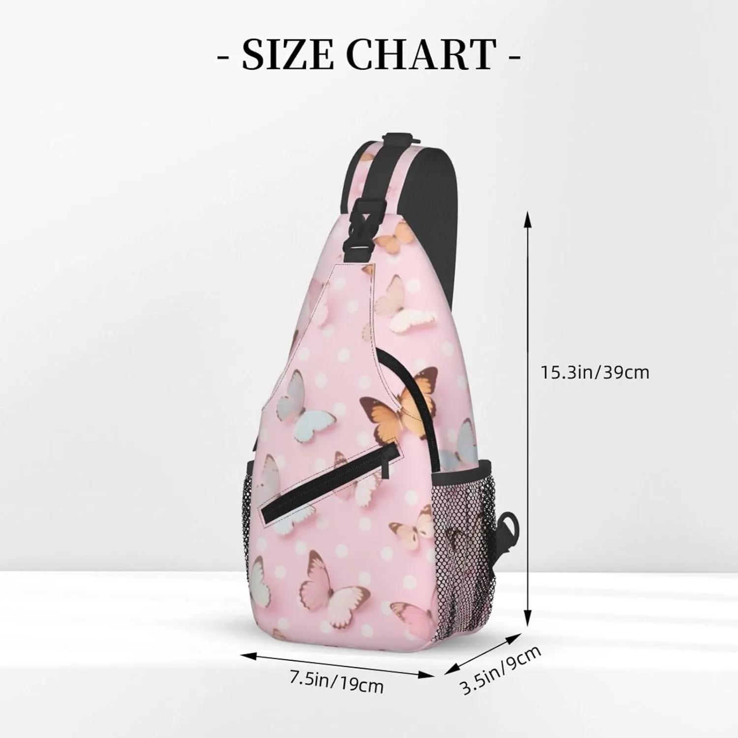Dog Paw Sling Bag for Women Men Chicken Crossbody Bags Sunflower Chest Bag Gothic Skull Daypack Shoulder Bag Backpack (butterfly)