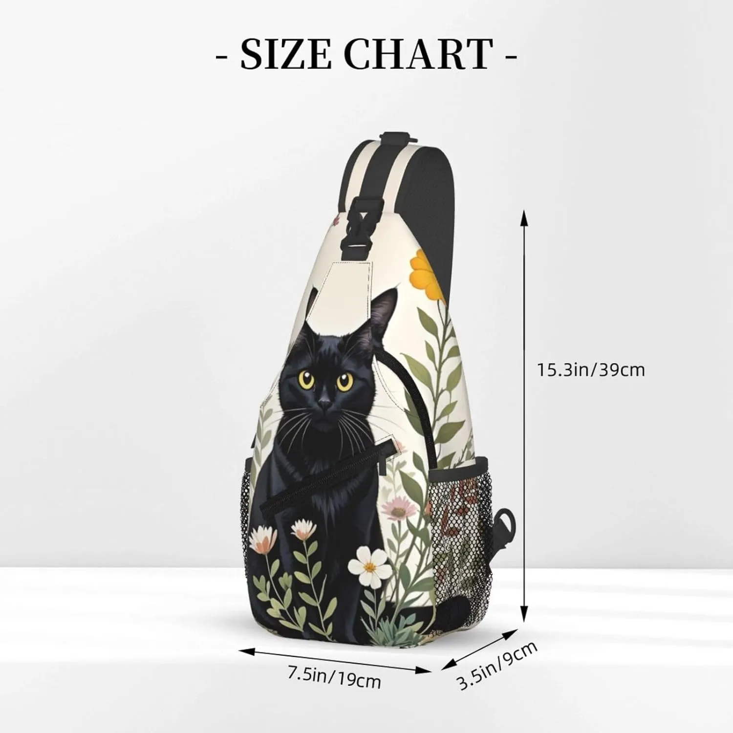Dog Paw Sling Bag for Women Men Chicken Crossbody Bags Sunflower Chest Bag Gothic Skull Daypack Shoulder Bag Backpack (cat-1)