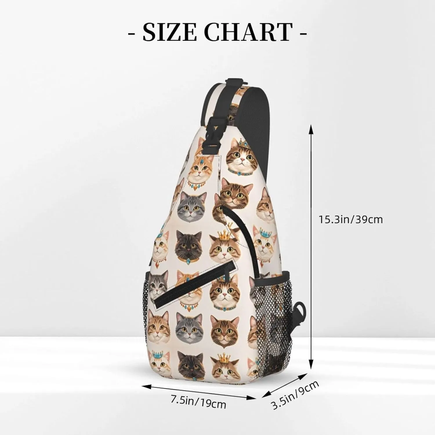 Dog Paw Sling Bag for Women Men Chicken Crossbody Bags Sunflower Chest Bag Gothic Skull Daypack Shoulder Bag Backpack (cat)