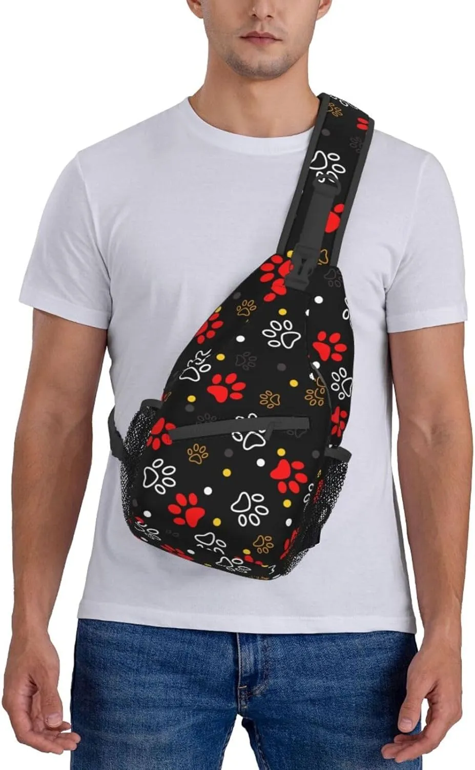 Dog Paw Sling Bag for Women Men Chicken Crossbody Bags Sunflower Chest Bag Gothic Skull Daypack Shoulder Bag Backpack (dog paw)