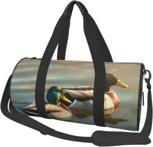 duck swimming Printed Sports Gym Bag for Men Women Foldable Duffel Bag Carry On Weekender Bag for Travel Sports