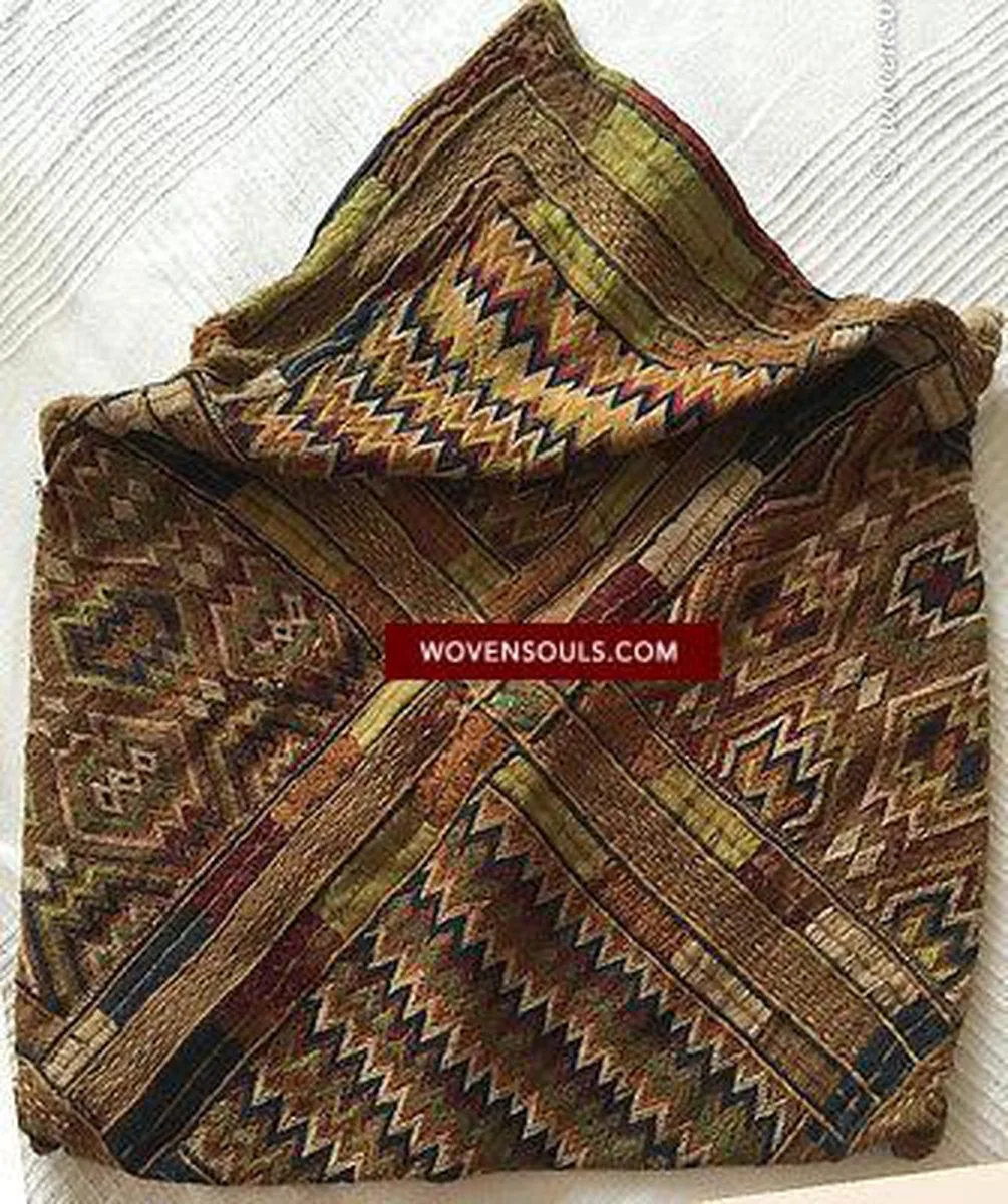 E121 SOLD RARE SEMI-ANTIQUE BANJARA STORAGE BAG SATCHEL PURSE - UNUSUAL COLORS
