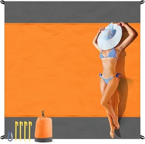 EASYFUN Beach Blanket Sandproof Oversized, 79''×83'' Extra Large Beach Mat, Portable Picnic Mat for Travel Camping Hiking, Lightweight Beach Essentials Family Water Resistant Mat Nylon 210T