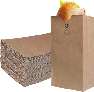 EcoQuality 300 Small Brown Kraft Paper Bag (3 lb) Small - Paper Lunch Bags, Small Snacks, Gift Bags, Grocery, Merchandise, Party Bags (4-3/4" x 2-15/16" x 8-9/16) (3 Pound Capacity)