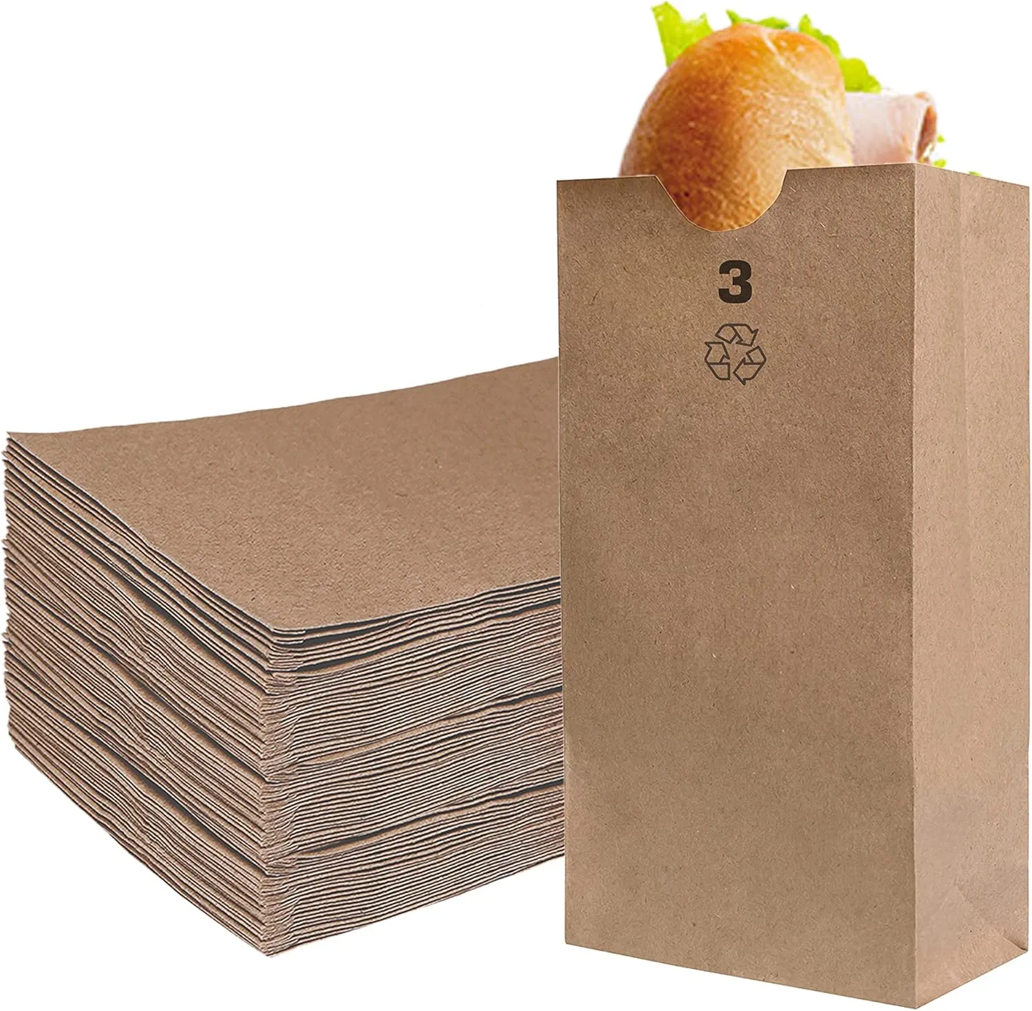 EcoQuality 300 Small Brown Kraft Paper Bag (3 lb) Small - Paper Lunch Bags, Small Snacks, Gift Bags, Grocery, Merchandise, Party Bags (4-3/4" x 2-15/16" x 8-9/16) (3 Pound Capacity)