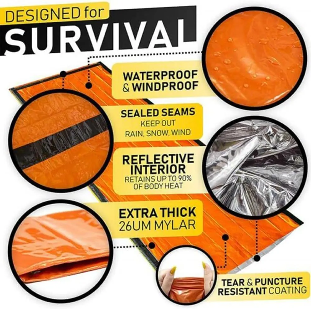 Emergency Survival Sleeping Bag, Portable Thermal Waterproof Bivy Sack, Travel Camping Blanket