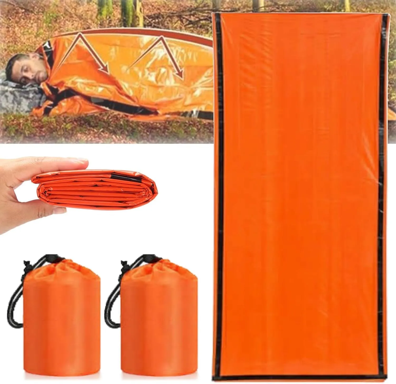 Emergency Survival Sleeping Bag, Portable Thermal Waterproof Bivy Sack, Travel Camping Blanket