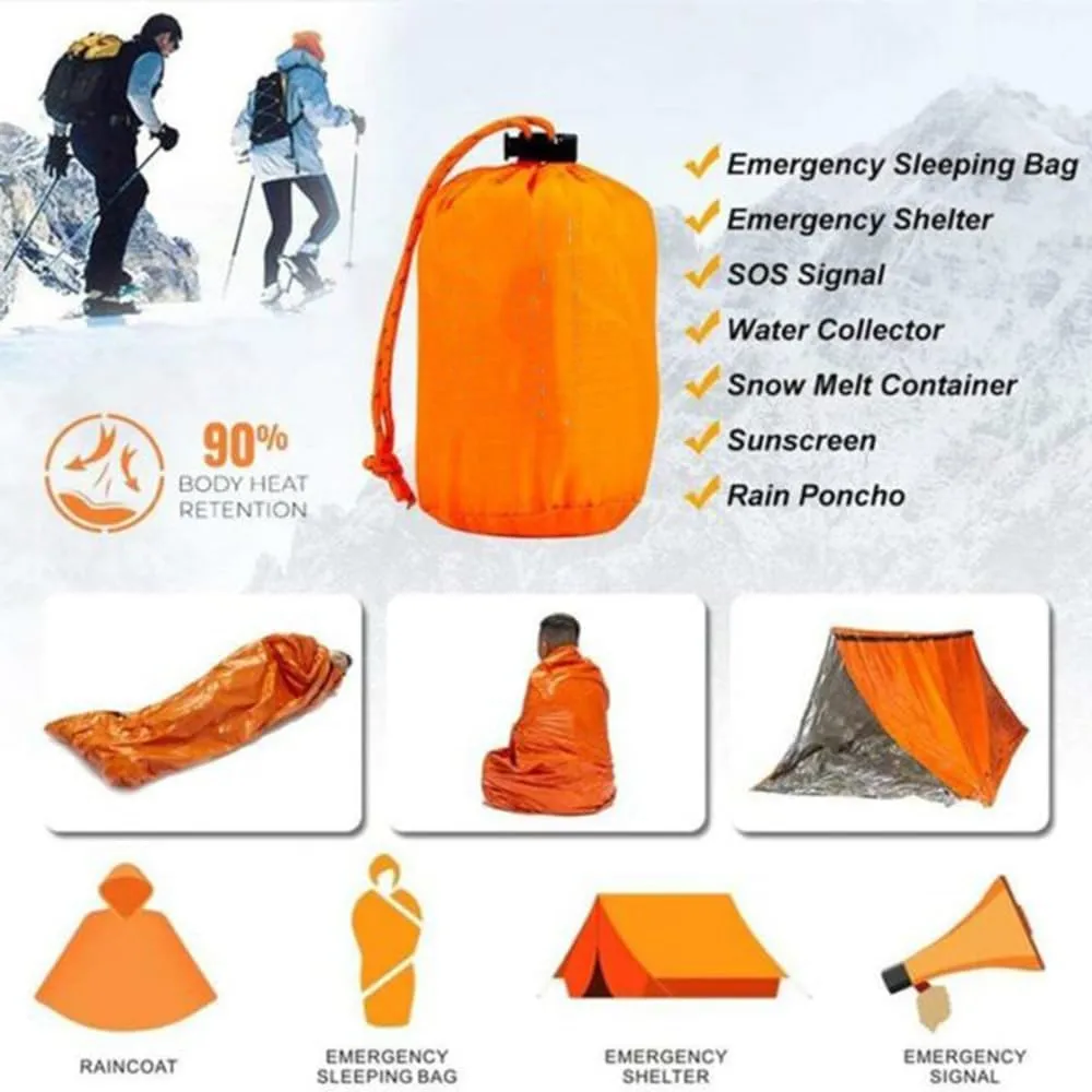 Emergency Survival Sleeping Bag, Portable Thermal Waterproof Bivy Sack, Travel Camping Blanket