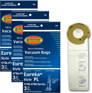 EnviroCare Replacement Micro Filtration Vacuum Cleaner Dust Bags compatible with Eureka Style PL Upright Vacuums 9 Bags