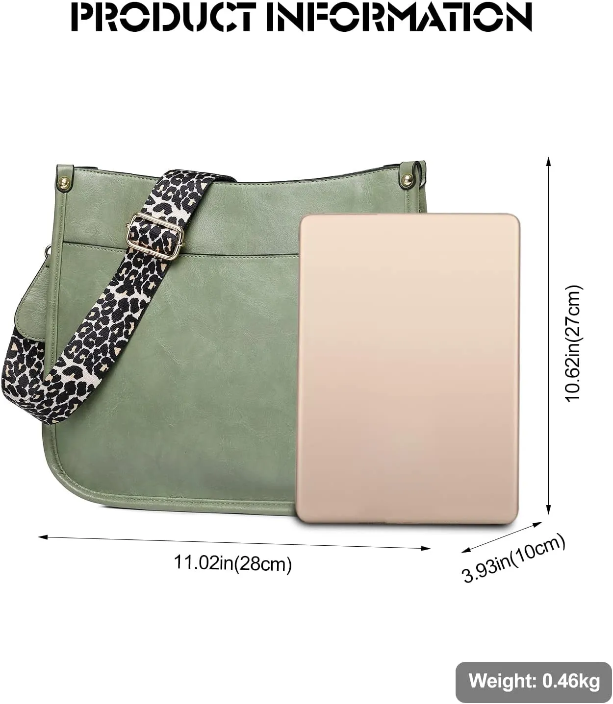 Ergocar Ladies Soft Leather Cross Body Bag, Waterproof Shoulder Bag with Adjustable Strap, Women's Cross-Body Bags