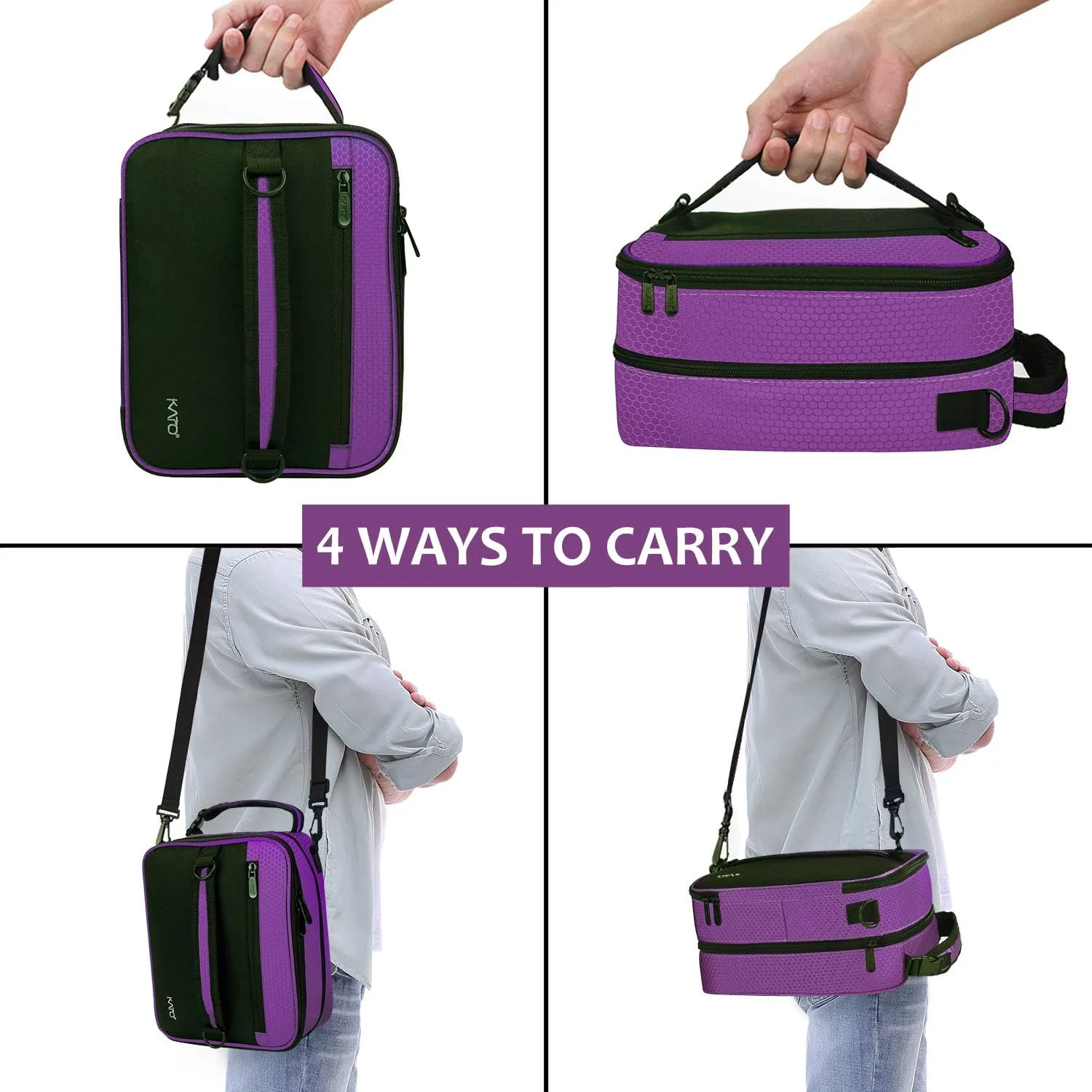 Expandable Insulated Lunch Bag, Leakproof Flat Lunch Cooler Tote with Shoulder Strap for Men and Women, Suitable for Work & Office by Tirrinia, Purple