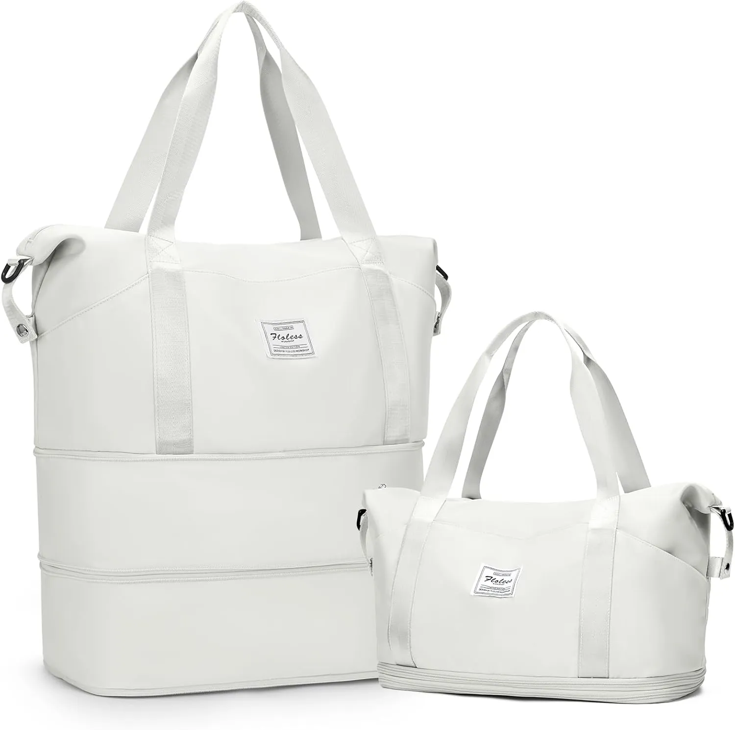 Expandable Travel Duffle Bag for Women Men, Large Gym Bag Travel Tote Bags, Waterproof Carry On Personal Item Bag Airline Approved, Overnight Workout Weekender Bag with Luggage Sleeve, Moon White