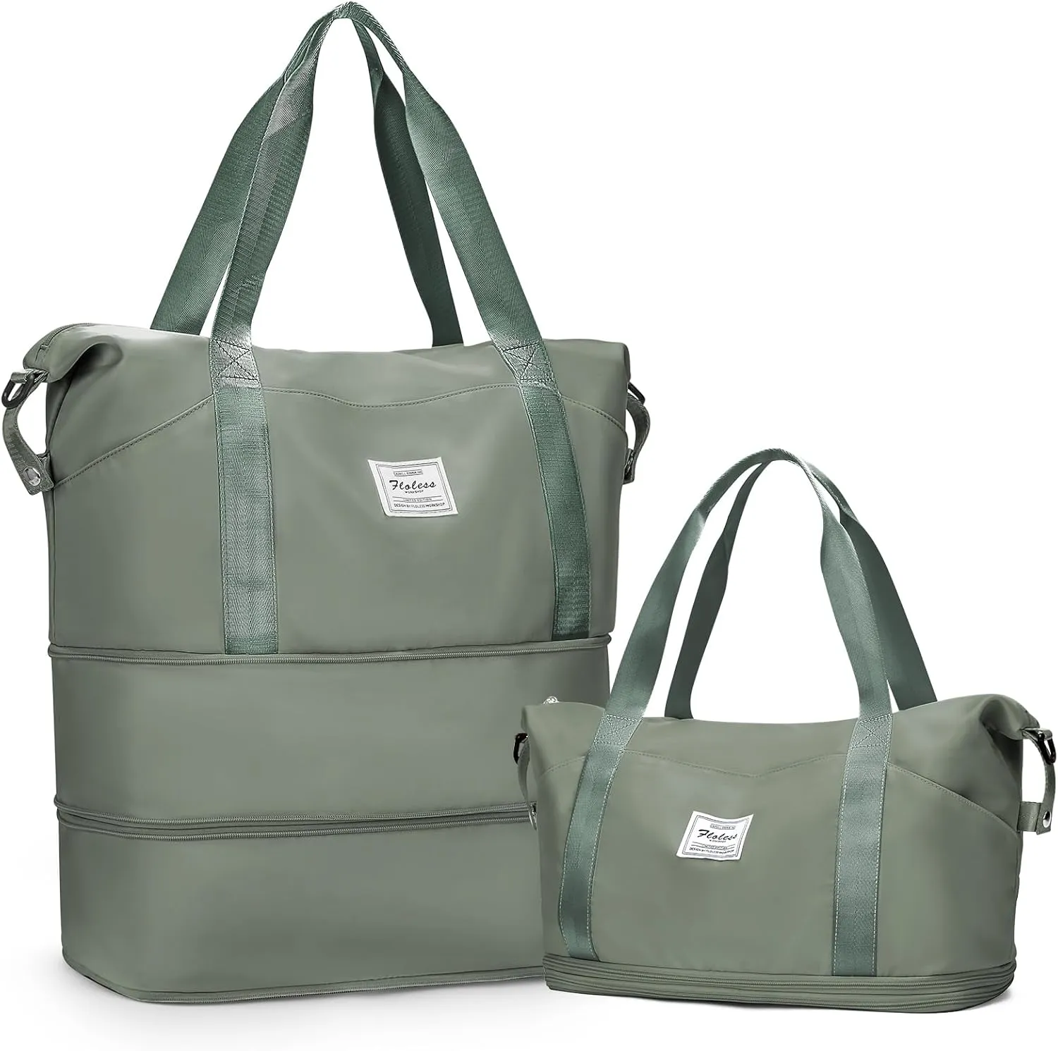 Expandable Travel Duffle Bag for Women Men, Large Gym Bag Travel Tote Bags, Waterproof Carry On Personal Item Bag Airline Approved, Workout Weekender Bag for Overnight Trips with Luggage Sleeve, Green
