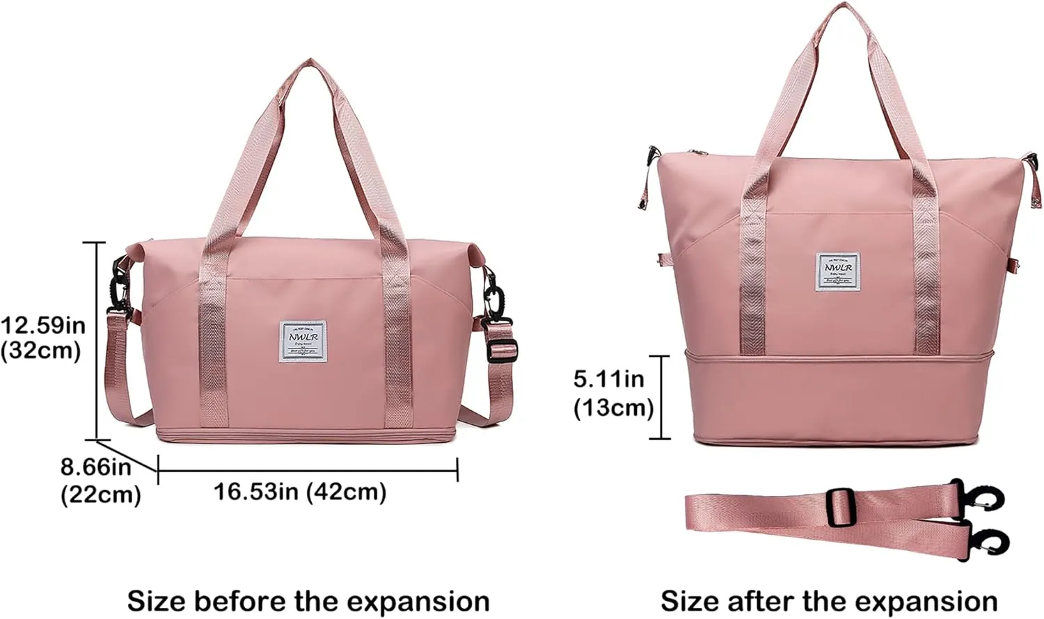 Expandable Travel Duffle Bag Weekender Carry on Overnight Bag Gym Bag for Women