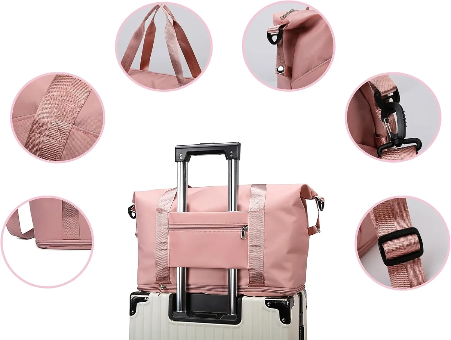 Expandable Travel Duffle Bag Weekender Carry on Overnight Bag Gym Bag for Women