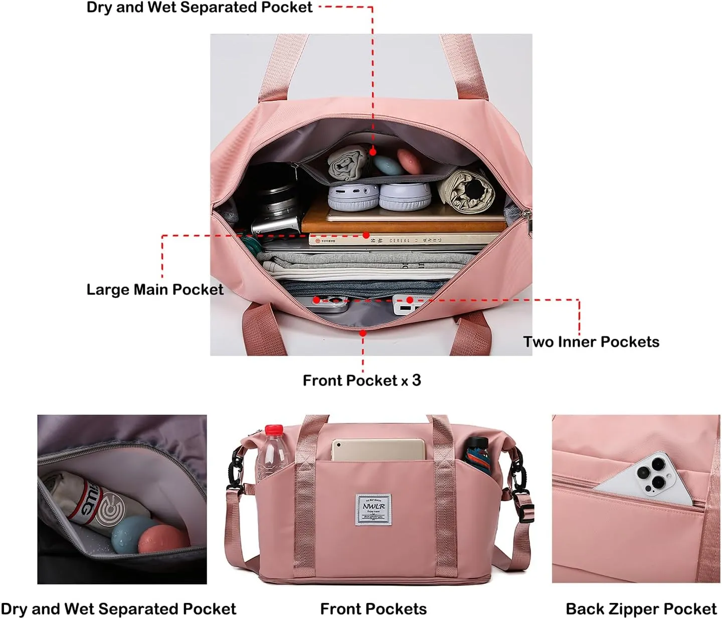 Expandable Travel Duffle Bag Weekender Carry on Overnight Bag Gym Bag for Women