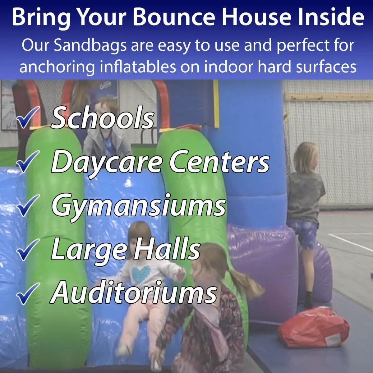 Extra Durable Strong Vinyl Sand Bag | Black PVC | 21" x 21" | Used to Support and Anchor Inflatables, Bounce Houses, Water Slides, Tents, and More | Holds Up to 50 Pounds | 4 Pack