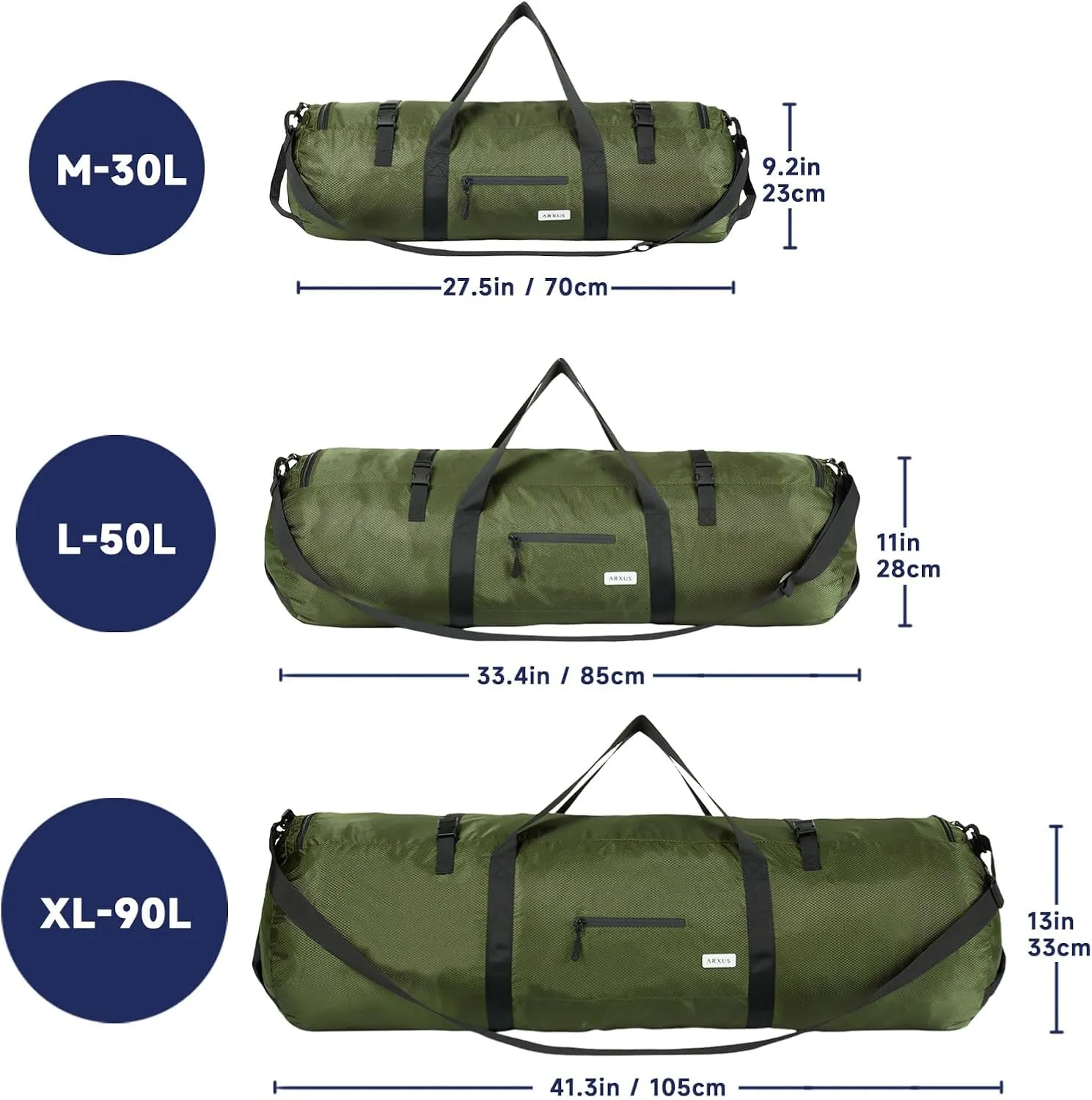 Extra Large Duffle Bag for Travel Gym 90L 50L 30L Baseball Bat Sports Duffel Bags for Men with Shoulder Strap, Tent Storage Camping