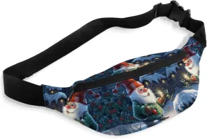 Fanny Pack,Christmas Santa Claus Flower Homes Candlelight Tree Winter Waist Packs with Adjustable Belt,Casual Bag Bum Bags for Travel Sports Running 14"x5"