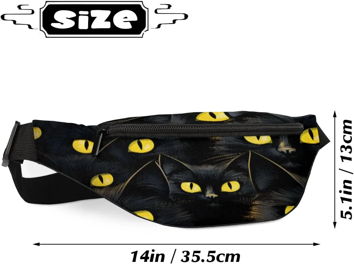 Fanny Packs for Women Men Sling Bag Crossbody Bags Men Waist Bag Black Cats in Dark Fanny Pack for Women Belt Bag for Travel Hiking Running
