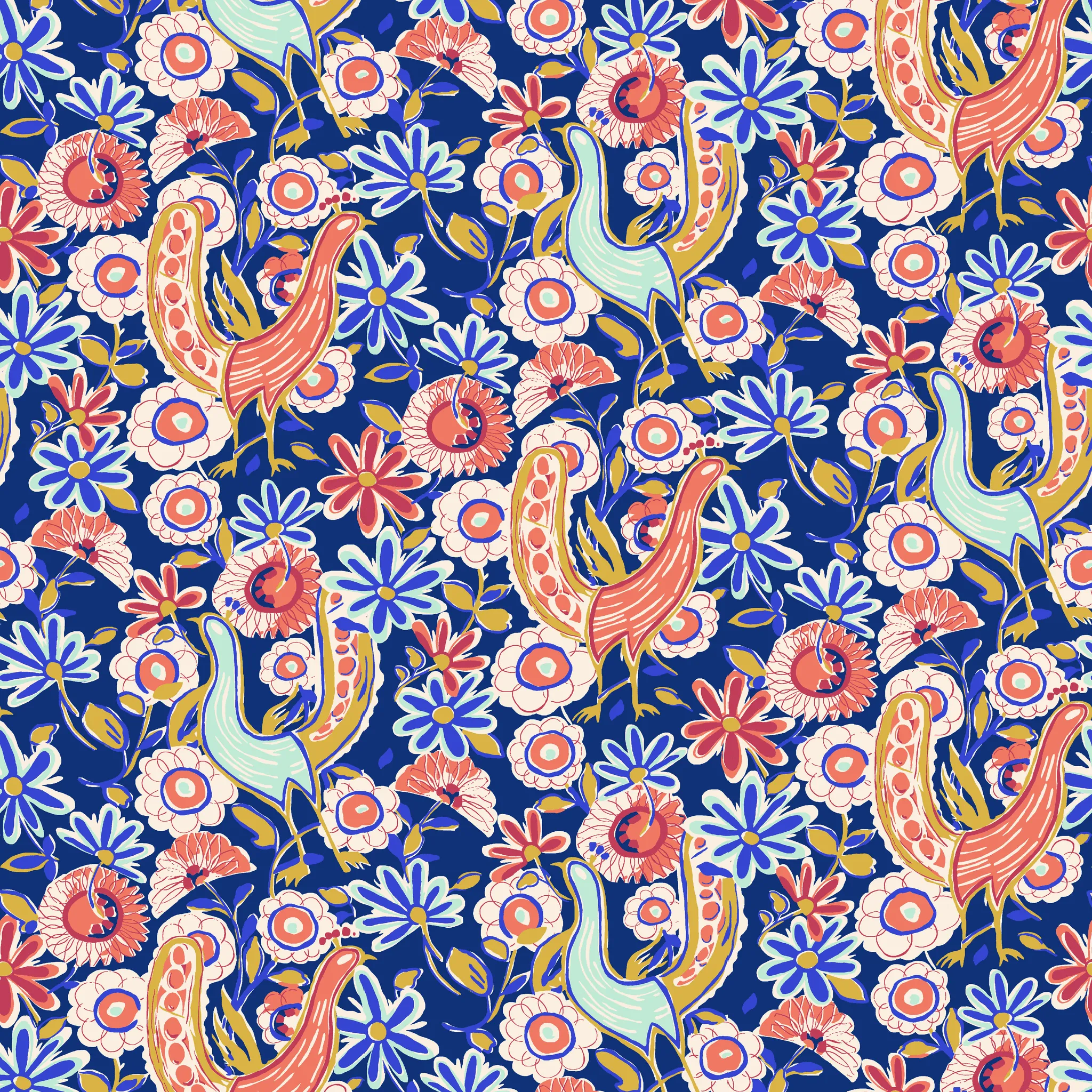 Feathered Frenzy - Funky Floral Fabric