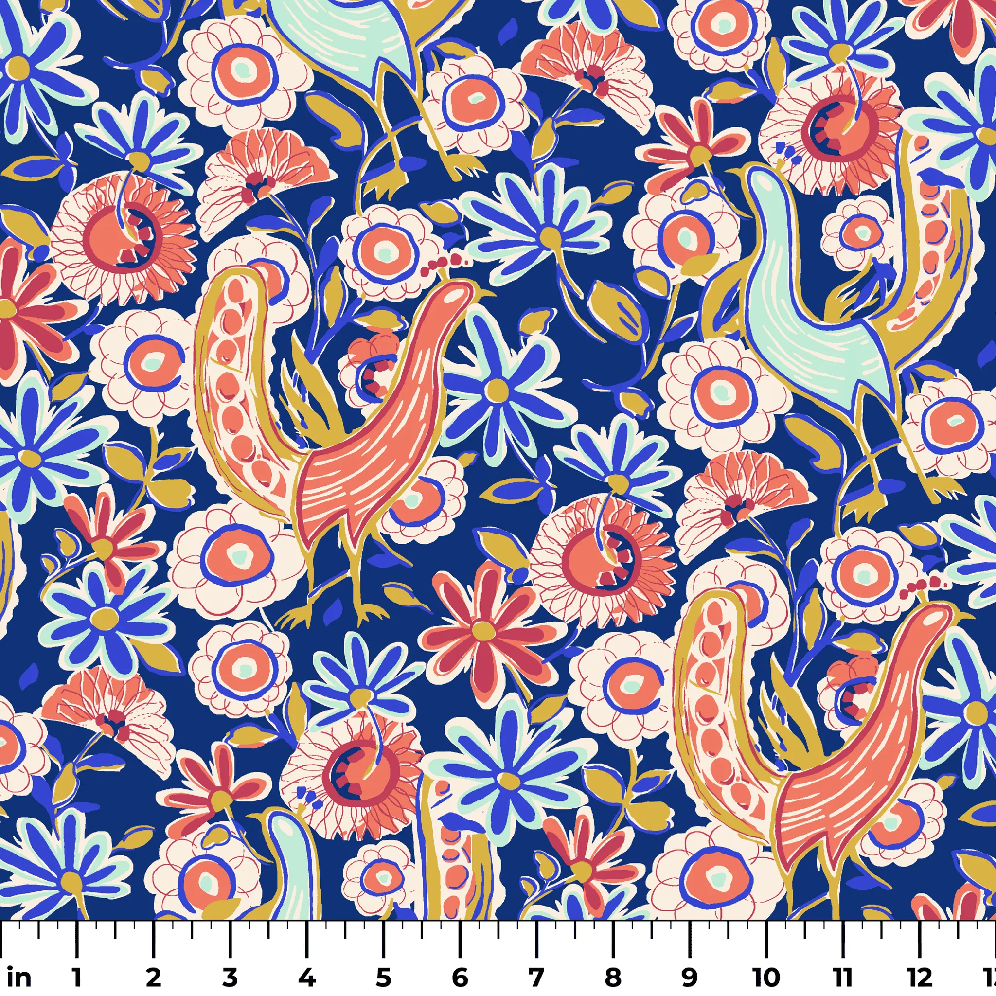 Feathered Frenzy - Funky Floral Fabric