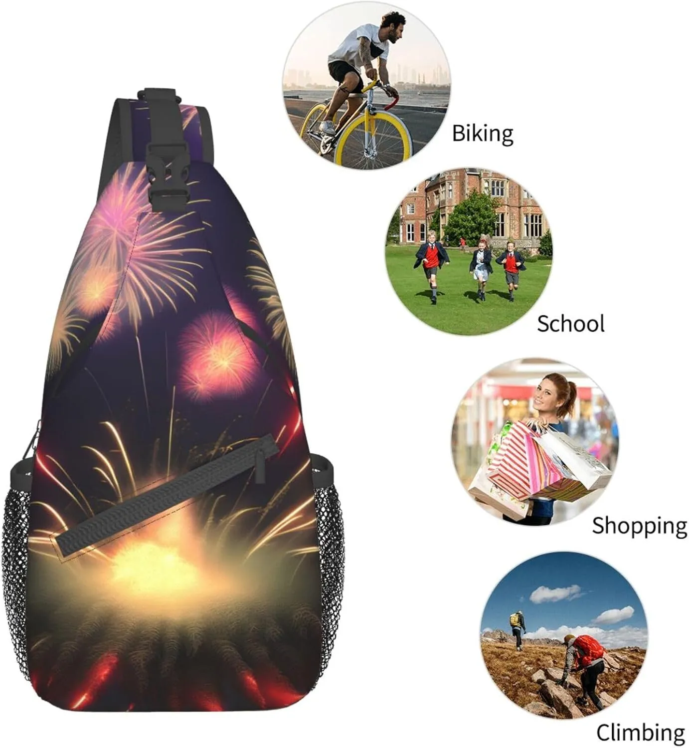 Fishing Lure Style Print Crossbody Sling Backpack For Women Men,Sling Bag Travel Hiking Chest Bag Daypack