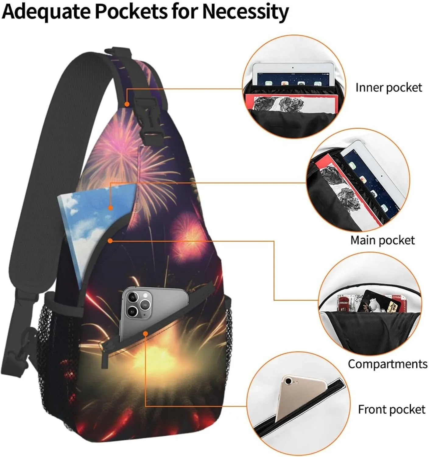 Fishing Lure Style Print Crossbody Sling Backpack For Women Men,Sling Bag Travel Hiking Chest Bag Daypack