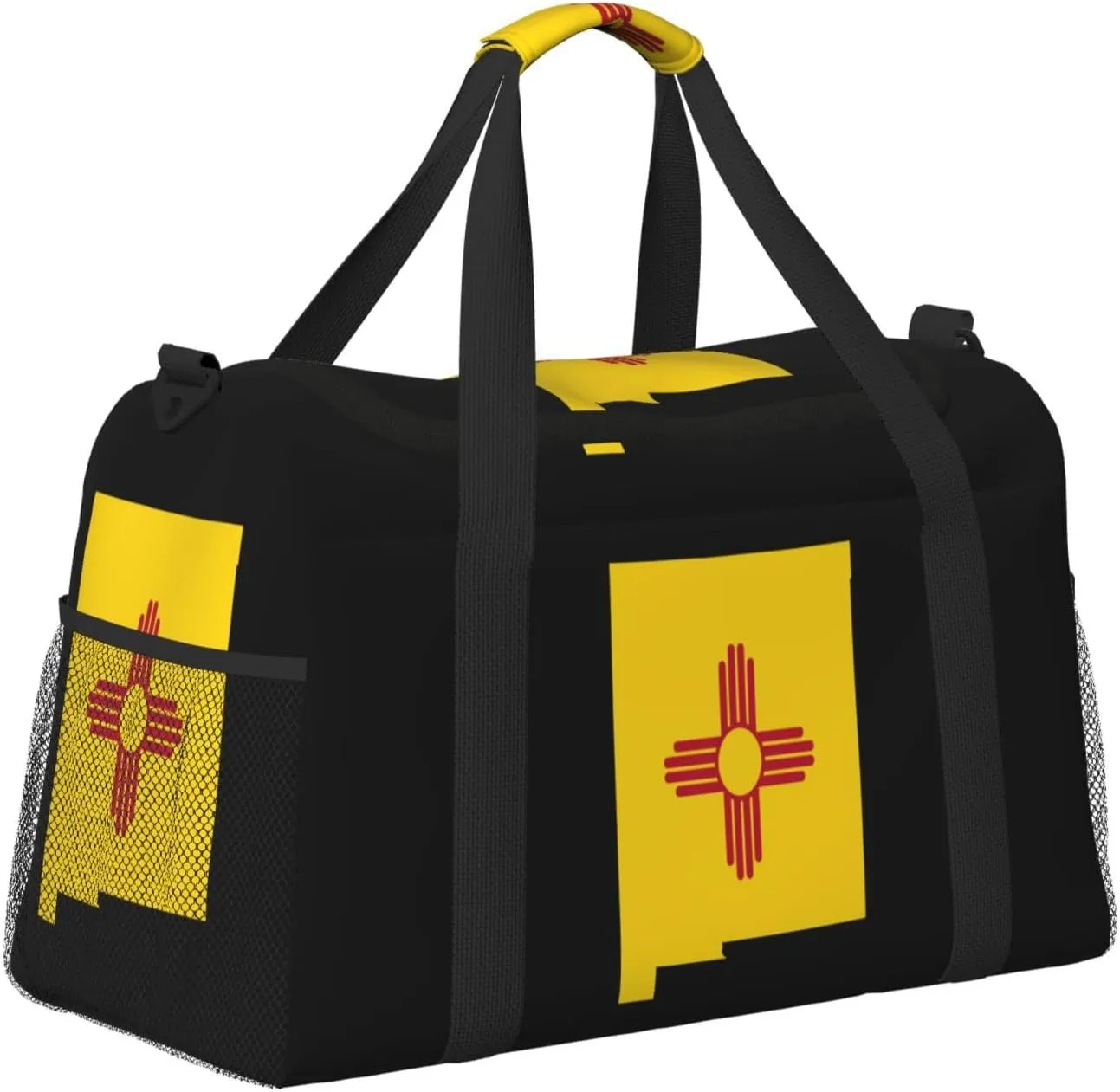 Flag Map Of New Mexico Travel Duffel Bag Large Foldable Waterproof Overnight Bag For Beach Swim Bags Pool Sports Gym