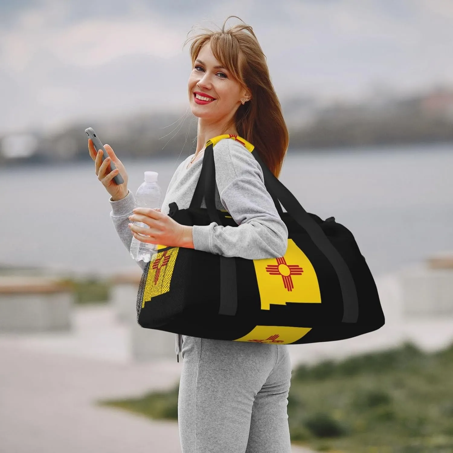 Flag Map Of New Mexico Travel Duffel Bag Large Foldable Waterproof Overnight Bag For Beach Swim Bags Pool Sports Gym