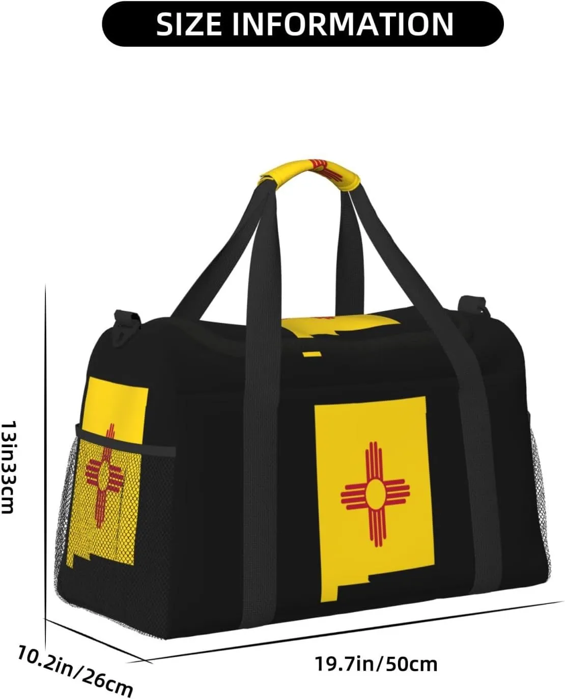Flag Map Of New Mexico Travel Duffel Bag Large Foldable Waterproof Overnight Bag For Beach Swim Bags Pool Sports Gym