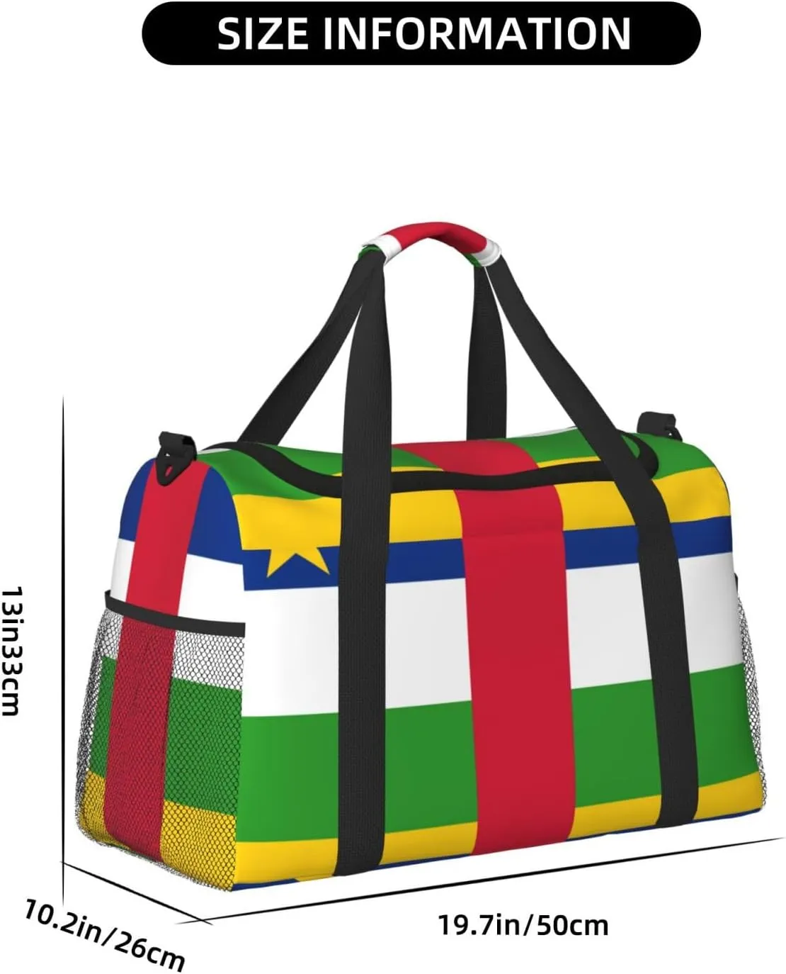 Flag Of Central African Travel Duffel Bag Large Foldable Waterproof Overnight Bag For Beach Swim Bags Pool Sports Gym
