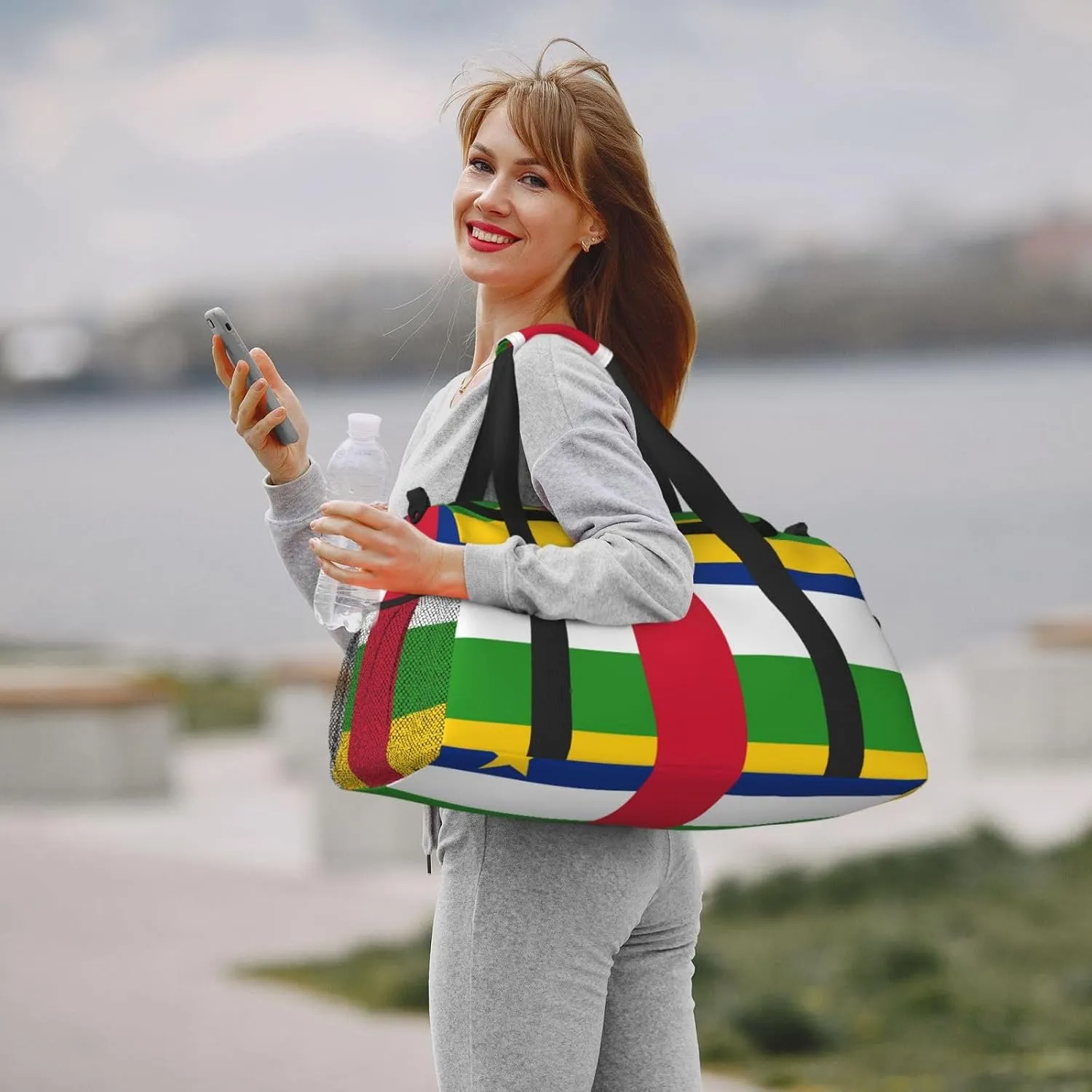 Flag Of Central African Travel Duffel Bag Large Foldable Waterproof Overnight Bag For Beach Swim Bags Pool Sports Gym