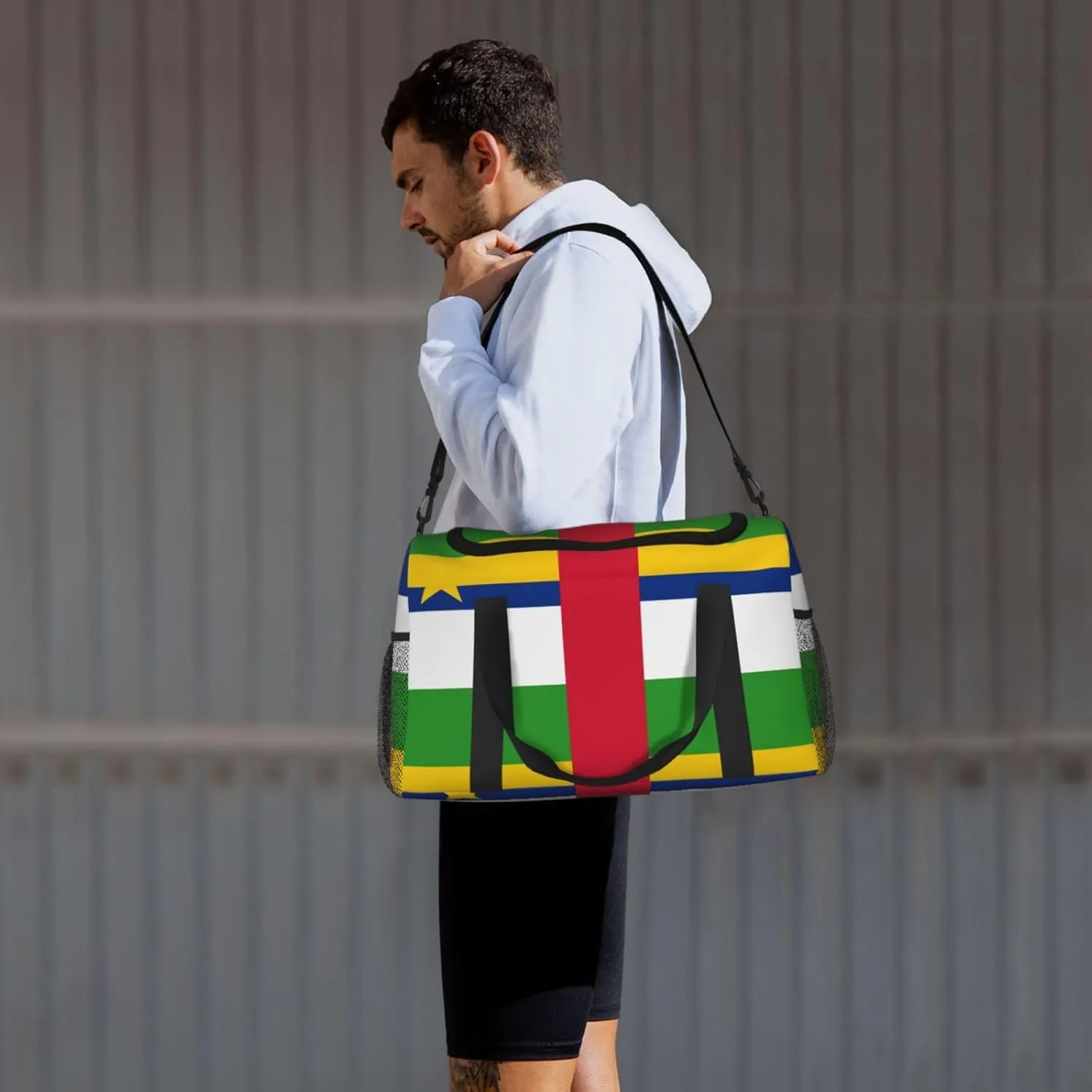 Flag Of Central African Travel Duffel Bag Large Foldable Waterproof Overnight Bag For Beach Swim Bags Pool Sports Gym
